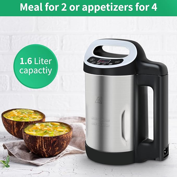 Soup Maker 1.6 L, 4-in-1 Multifunctional Smooth Soup and Chunky Soup Machine