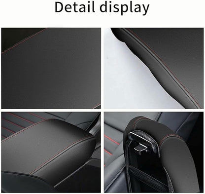 AOMSAZTO Armrest Covers for 2011-2016 Jeep Compass Black with Red Stiches