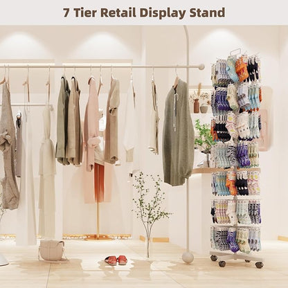 YEOOE Retail Display Racks 7 Tier Spinning Display Stand, Movable Shop Spinner