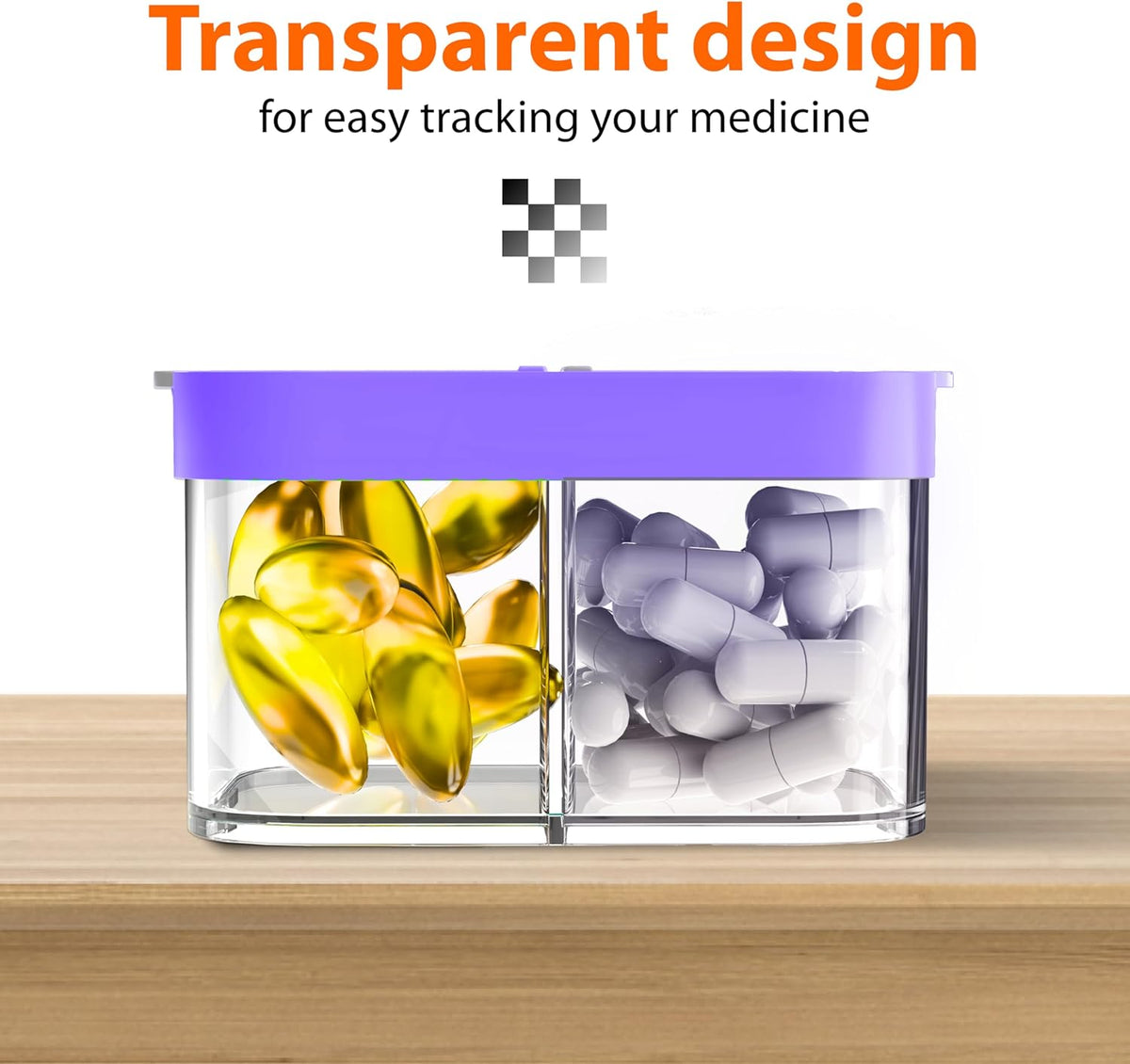 Extra Large Weekly Pill Organizer - XL Vitamin Holder with 7 Detachable AM PM Compartments - Portable Medicine Dispenser for Home and Travel, Big Supplement Container for Weekly or Daily Use, Purple