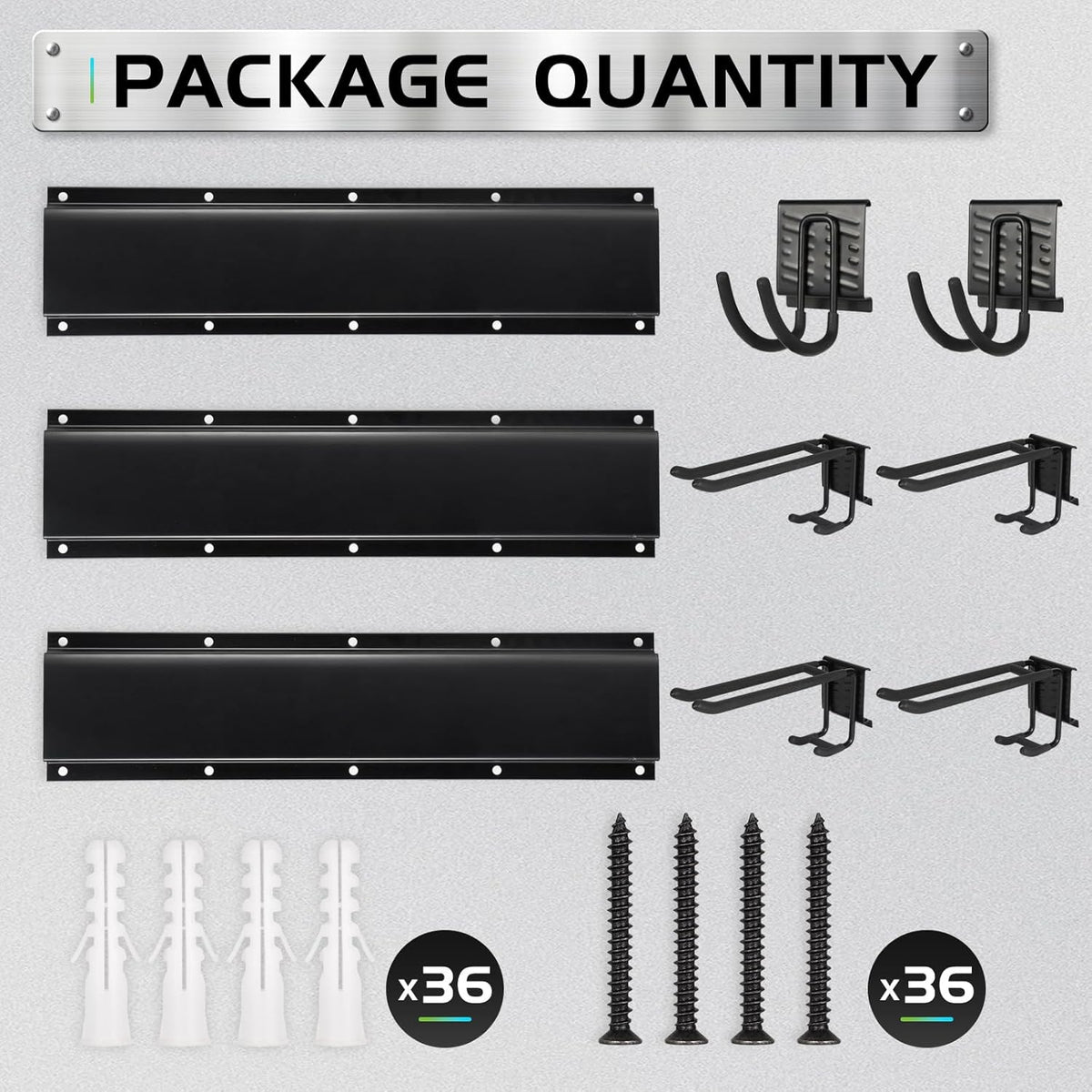 Garage Tool Organizer Wall Mount, Heavy Duty Garage Organization Tool Storage Utility Rack, Sturdy Storage Rack Hanger with Adjustable Hooks, Garden Tool Organizer for Shovel, Rake, Folding Chair