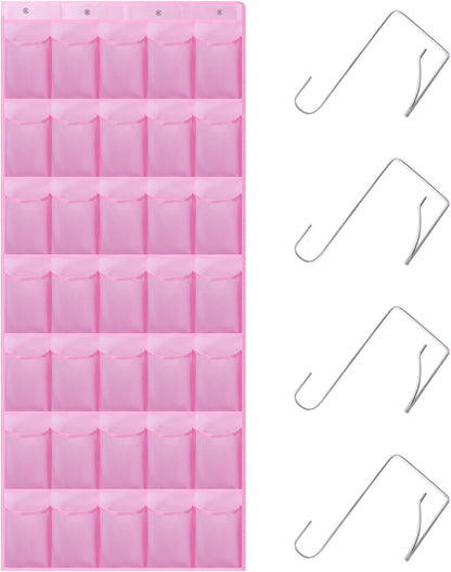 35Large Pockets Over The Door Shoe Organizer, Mesh Pockets Shoe Holder Rack, Capacity hanging shoe organizer，door shoe rack With 4 Metal Hook.