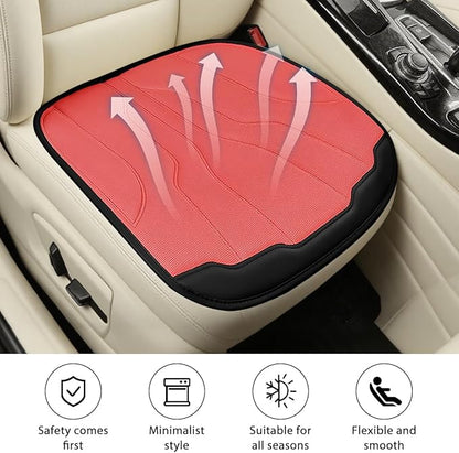 Car Seat Cushion Pad, Comfortable Foam Non-Slip Vehicle Front Seat Bottom Protector for Back Pain Relief, Breathable Automotive Chair Covers, Universal for SUV RV Truck (Red)
