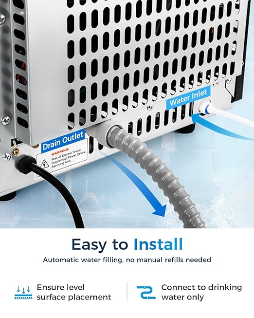 Commercial Ice Maker with Water Pump, Built-in Undercounter Ice Maker with
