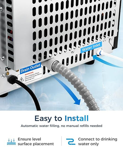 Commercial Ice Maker with Water Pump, Built-in Undercounter Ice Maker with