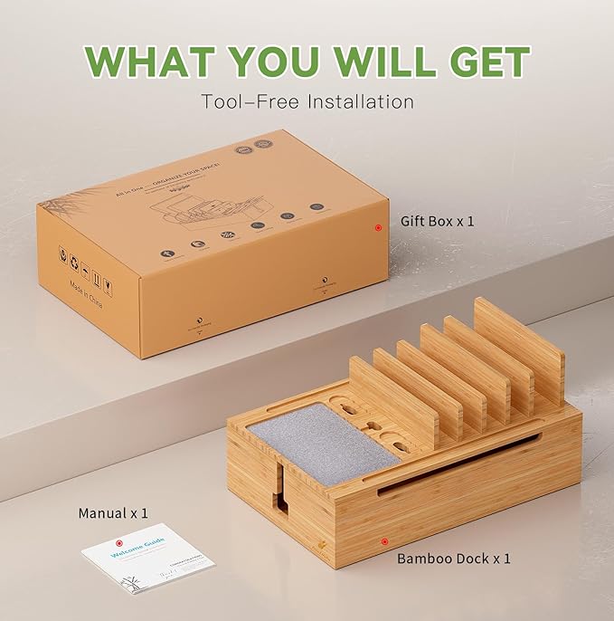 Pezin & Hulin Bamboo Charging Station, Electronic Devices Organizer