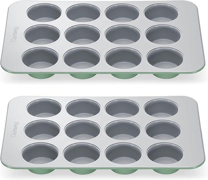 Caraway Non-Stick Ceramic 12-Cup Muffin Pan Duo
