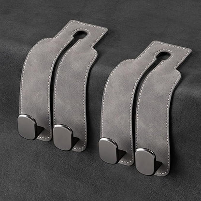 Leather Car Hooks, Car Back Seat Hooks, Car Headrest Hooks Universal for Bag Hooks, Ideal for Back Seat Storage﻿ (2pack-gray)