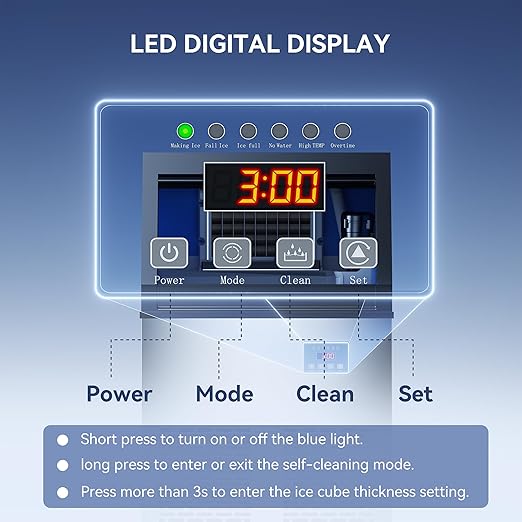 Coolski 150 lbs/24H Commercial Ice Maker Machine, 45 Cubes/6mins, 35 lbs Ice