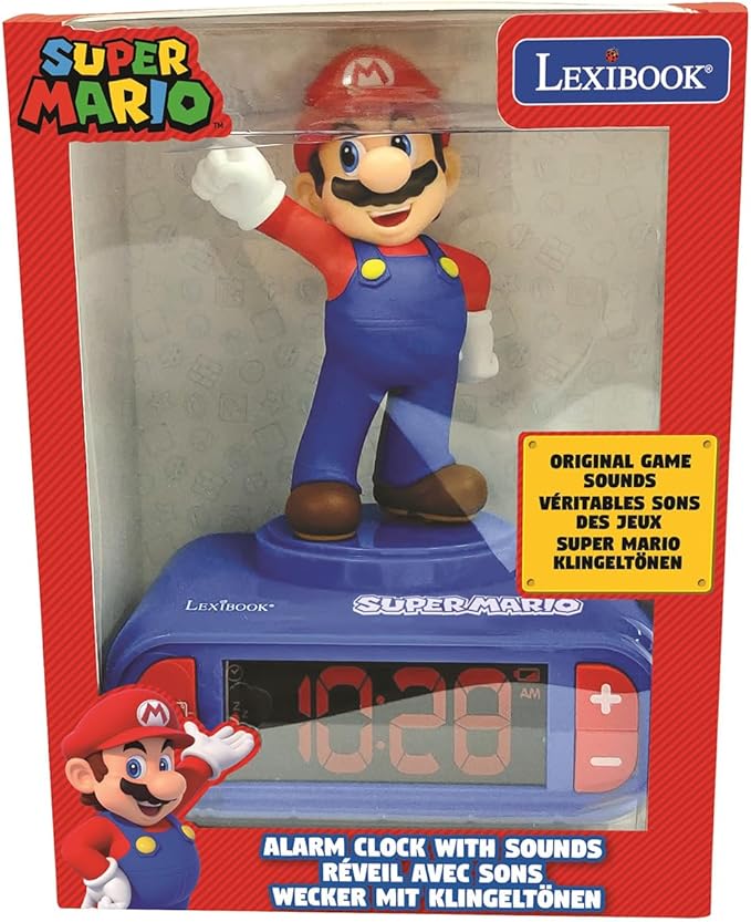 LEXiBOOK, Super Mario, Mario Nightlight Alarm Clock, Sounds and Melodies