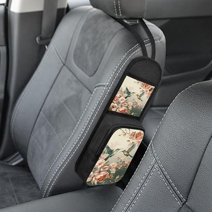 Floral Hummingbird Automatic Seat Side Storage Hanging Bag Car Seat Storage Organizer Box Multifunctional Car Organization Accessories 1 Pack