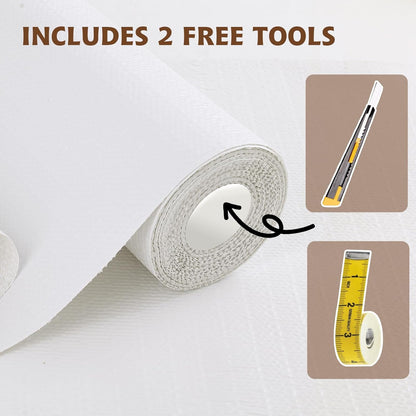 Shelf Liners for Kitchen Cabinets Non Adhesive Drawer Liner 23.4in x 20FT Pure White Thickened Shelf Liner Strong Non-Slip Easy to Clean for Tool Box Refrigerator with Knife and Tape Measure