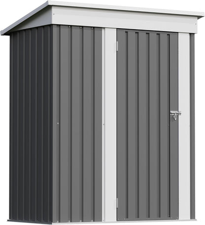Patiowell 5x3 FT Outdoor Storage Shed, Garden Tool Shed with Sloping Roof and Lockable Door, Metal Shed for Backyard Garden Patio Lawn, Gray