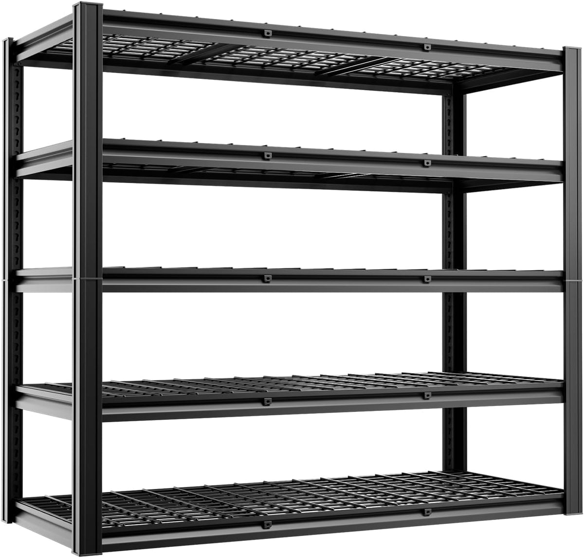 5-Tier 60”W x 24”D x 78”H Garage Shelving Adjustable Metal Storage Shelves 3000LBS Garage Shelving Heavy Duty Utility Shelf Unit Storage Racks for Warehouse(Black)