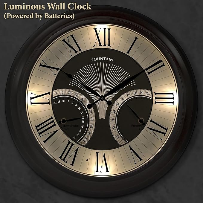 FOUNTAIN DESIGNS 24" Jameson in/Outdoor Lighted Clock, Self-Illuminated