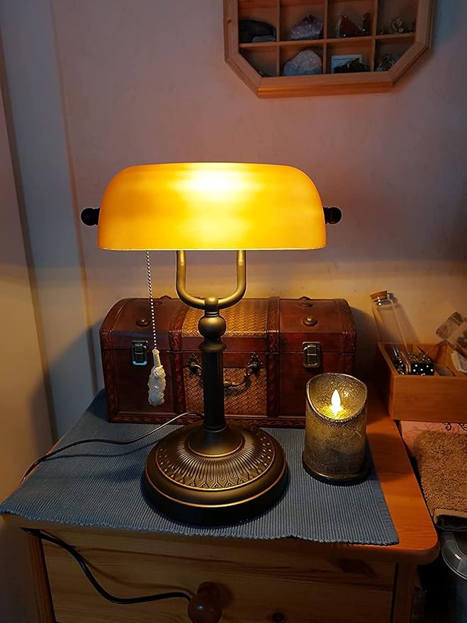 Newrays Matted Orange Glass Bankers Desk Lamp