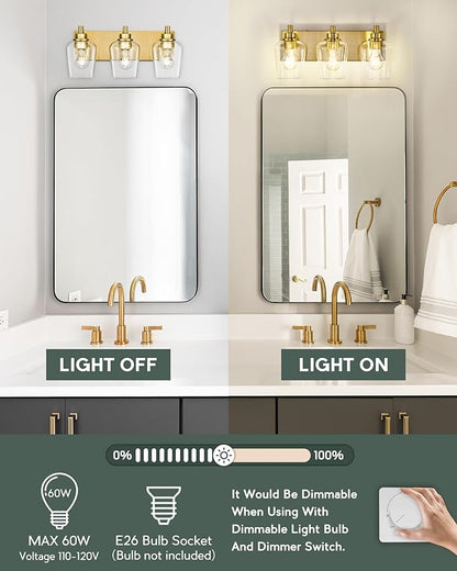 METWET Bathroom Light Fixtures, 3-Light Modern Vanity Light
