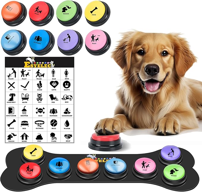 Dog Buttons for Communication Starter Pack 8 Dog Talking Button Set, 30s Voice