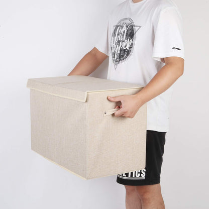 2 Pack Large Toy Box Chest Storage with Flip-Top Lid, Sturdy Kids Toy Storage Bin Boxes Container for Boys, Girls, Nursery, Closet, Bedroom, Playroom 25"x13" x16"(Linen Beige)
