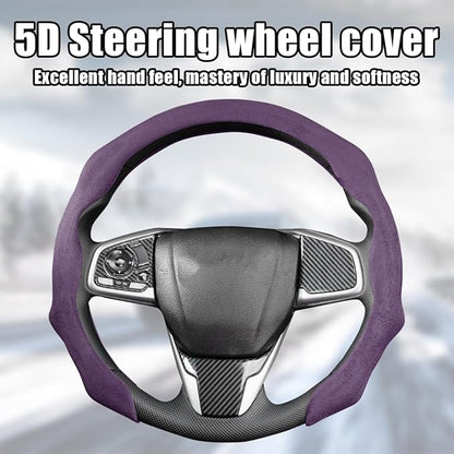 Mandark Car Steering Wheel Cover, Suede Sport Vehicle Steer Wheel Protector Fitting 15 Inch, Non-Slip Comfortable Automotive Interior Decoration Accessories, Universal for Most Cars (Purple)