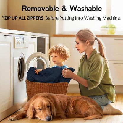 MEKIY Large Dog Bed - XL Orthopedic Egg-Crate Memory Foam Dog Beds with Removable Washable Cover, Waterproof Pet Beds with Non-Slip Bottom, Navy Blue