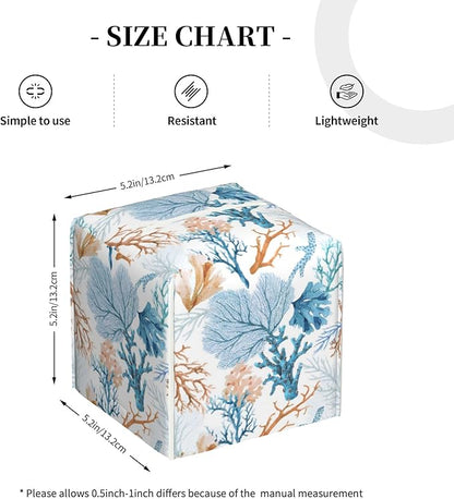 POIUBLE Tissue Box Holder Watercolor Blue Corals Tissue Box Cover Square Leather Tissue Holder Organizer Portable Decorative Facial Paper Case for Home Office Bathroom Vanity Countertop