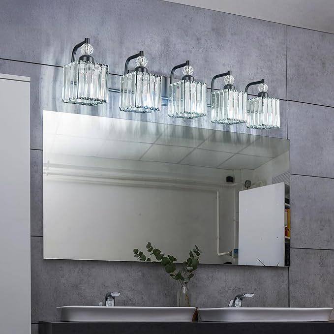 BBLLWJ 5 Light Bathroom Vanity Light Modern Black Vanity Light Fixtures