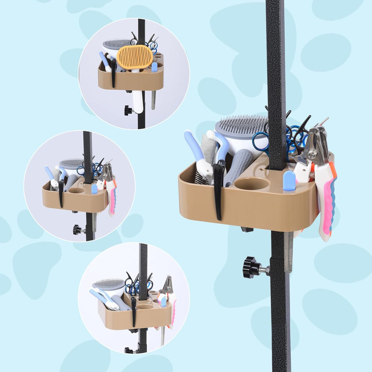 TopLove Adjustable Grooming Tool Organizer for Scissors, Brushes and Combs - Fits Most Beauty Arms