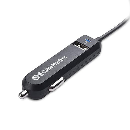 Cable Matters 25W 5A Dual USB Car Charger with USB C Cord and USBA Port