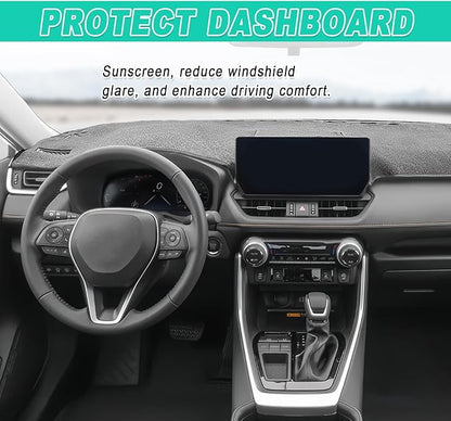 Dash Cover Mat, Center Console Cover Sunshield Protector, Dashboard Cover Compatible with T0y0ta RAV 4 2019 2020 2021 2022 2023 2024 2015 (Gray Trim)