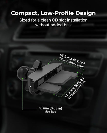 15W MagSafe Car Mount CD Slot Charger, Wireless Car Charger Phone Holder, Magnetic CD Mount Charger with N52 Magnet, Fast Charging, 360 Rotation, Compatible with iPhone 14/15/16/17/Galaxy