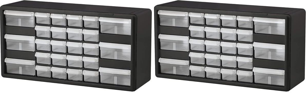 Akro-Mils 26-Drawer Plastic Drawer Storage Cabinet for Garage Organization, Bead Organizer, Building Bricks Storage, Teacher Toolbox, Makeup Organizer, 20-Inch W x 6-Inch D x 10-Inch H, 10126 Black