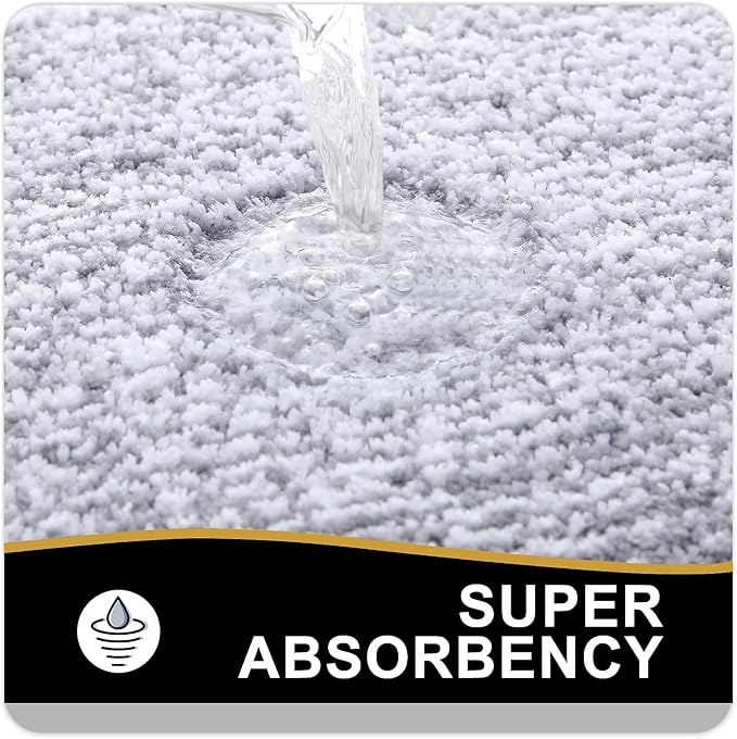 OLANLY Bathroom Rugs 36x24, Extra Soft and Absorbent Microfiber Bath Mat, Non-Slip, Machine Washable, Quick Dry Shaggy Bath Carpet, Suitable for Bathroom Floor, Tub, Shower (Large, Grey)