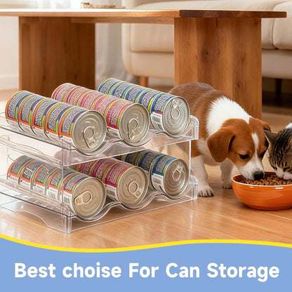 Cat Food Organizer,Can Organizer for Pantry,2-Layers Transparent Cat Food Can Organizer Container Holds 36 (3.5oz) Cans,Canned Cat Food Organizer and Storage for Countertop Kitchen Cabinet