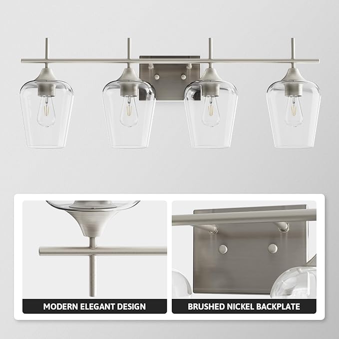 VONLUCE Bathroom Vanity Light, 4 Light Bathroom Light Fixture Over Mirror