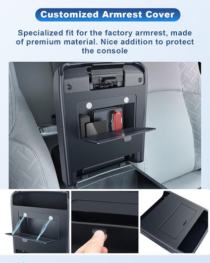 CDEFG for 2025 2026 Toyota 4Runner Center Console Cover with Hidden Storage for 2025 2026 Toyota 4Runner Accessories Armrest Cover 2025 2026 4Runner Middle Console Pad with Magnets Secret Box