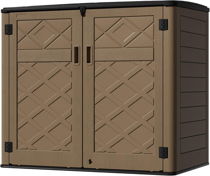 Resin Outdoor Storage Shed, Outdoor Storage Box Waterproof for Garden Tools, Patio Furniture, Trash Cans, Garage Storage, Lockable