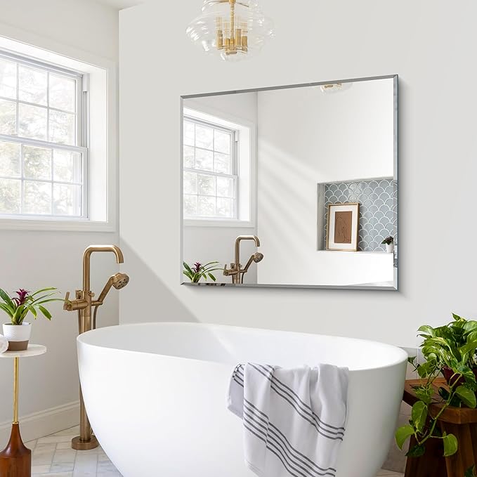 CILIBER Beveled Bathroom Mirror, 36x40 Inch Large Bathroom Mirrors