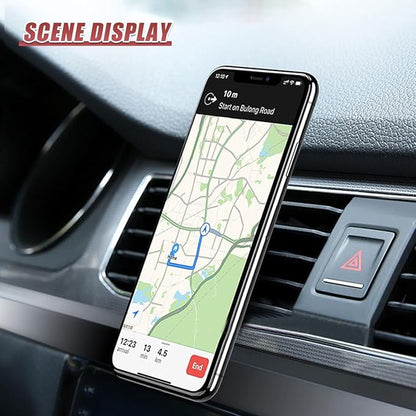 YoRise Magnetic Car Phone Holder, L Type 360° Rotatable Adjustable Car Air Vent Cellphone Mount, No-Hand Clip-On Navigation Bracket, Universal Vehicle Smartphones Stand Accessories (Silver)
