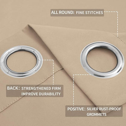 Easy-Going Blackout Curtains for Bedroom, Solid Thermal Insulated Grommet and
