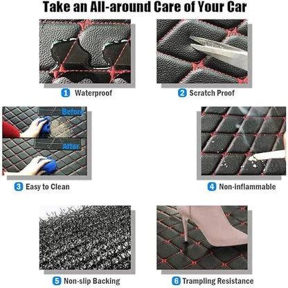 Custom Car Floor Mats Fit for 99% Sedan SUV Sports Car Protection Full Coverage Pads Anti-Slip Leather Floor Lining Pads All Weather Car Floor Mats (Black)
