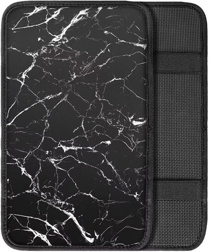 Coldinair Black Marble Print Universal Car Center Console Pad Soft Armrest Protector Cover Fit for Most Vehicle,SUV,Truck,Car Interior Accessories Decor