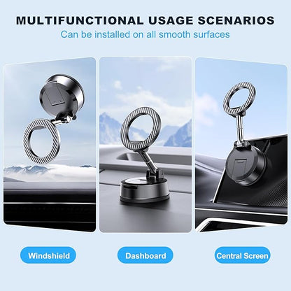 MOKPR Car Phone Holder for Magsafe, Magnetic Car Phone Mount Foldable Hands-Free Suction Cup Phone Holders for Your Car for iPhone 16 Pro/Pro Max 15 14 13 12