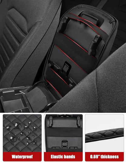 KBH Center Console Armrest Cover for Ford Fusion 2013 2014 2015 2016, Middle Console Lid Covering, Arm Rest Cushion Pad, Vinyl Leather Trim, Anti-Scratch, Black