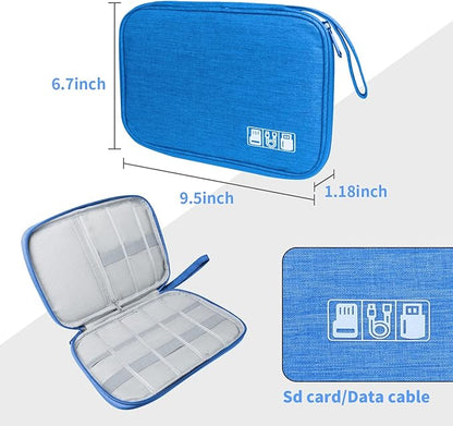 Electronics Travel Organizer,Portable Waterproof Electronic Travel Storage Bag for Small Charging Cord Storage,Charger,Small Electronics,SD Card etc,for Travel,Business -Sky Blue