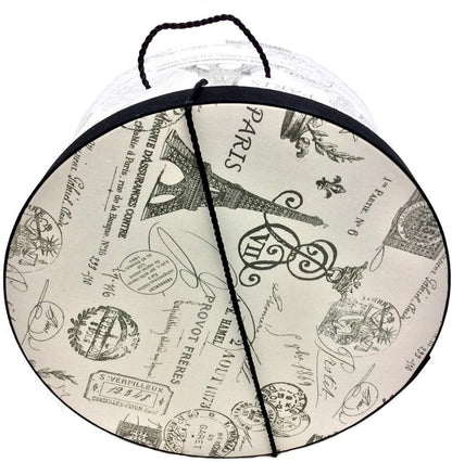 Sarah's Hat Boxes Classic Paris Hat Box – 16.75" x 8.5" (Dia. x Ht.) Handmade in USA – Odorless Non-Toxic Adhesive, Cording Handle – Premium Storage for Hats & Accessories