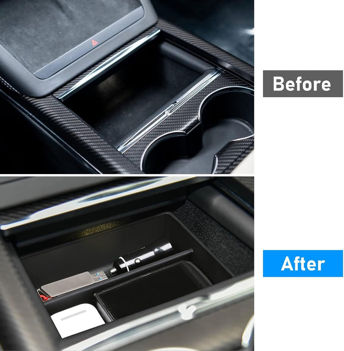 Yumzeco Compatible with 2021-2025 Tesla Model S Model X Center Console Organizer Plaid/Long Range, Armrest Silicone Center Console Storage Box for 2022 2023 2024 2025 Tesla S X Accessories