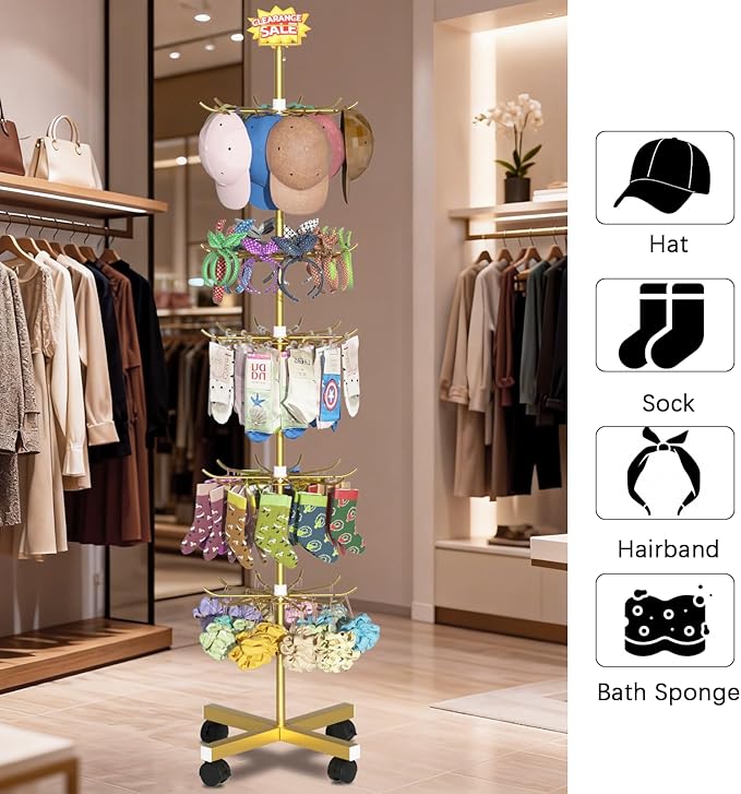 Exttlliy Retail Display Stand Store Display Rack 6 Tier Metal Spinning Display