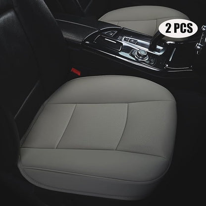 Car Seat Cushions Cover, 2pcs PU Leather Car Seat Covers Car Seat Protector Cover for Car Driver and Passenger Seat Bottom (Width 20.8×deep 21×Thick 0.35 inch) (Dark Grey-B)
