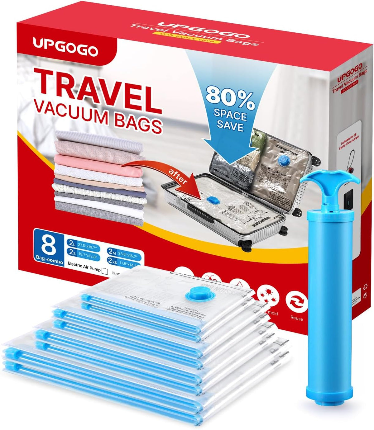 Vacuum Bags for Travel - Space Saver Combo 8 Pack